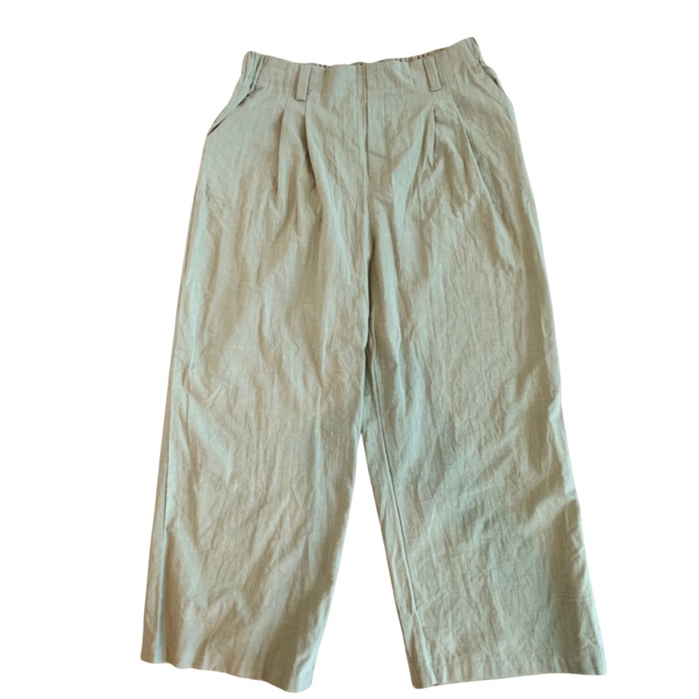 HALARA Olive Green Linen Pants Viral Size XL Elastic Waist Pull-On High Rise NWT